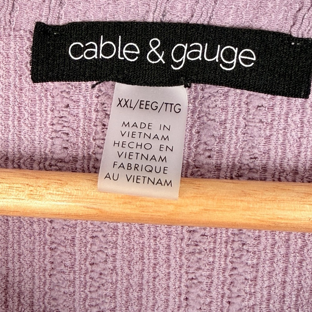 Cable & Gauge Women's Textured Puff Sleeve Button Front Blouse Mauve Pink 2XL - Picture 9 of 16
